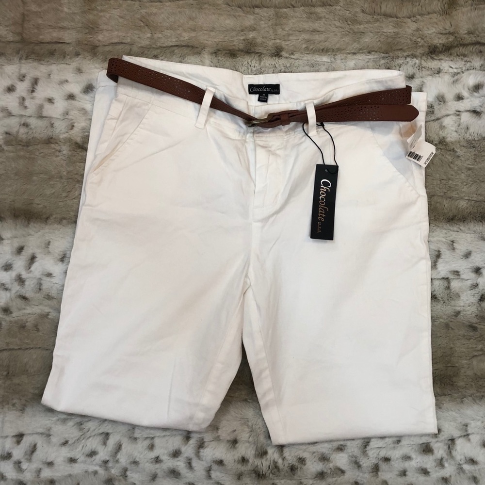 Agaci Chocolate USA Women White Stretchy Pants M